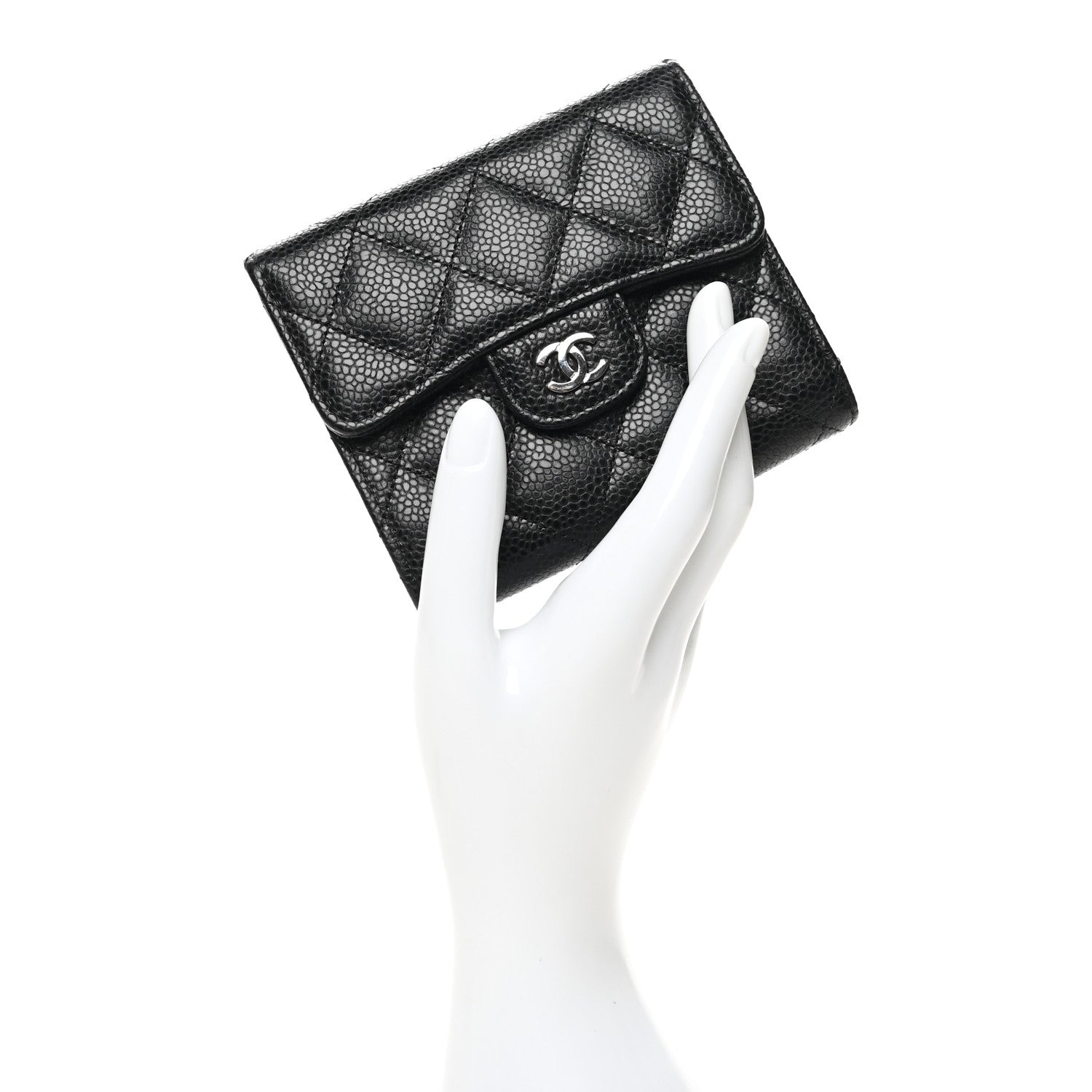 Chanel Caviar Quilted Compact Flap Wallet Black 2 of 12
