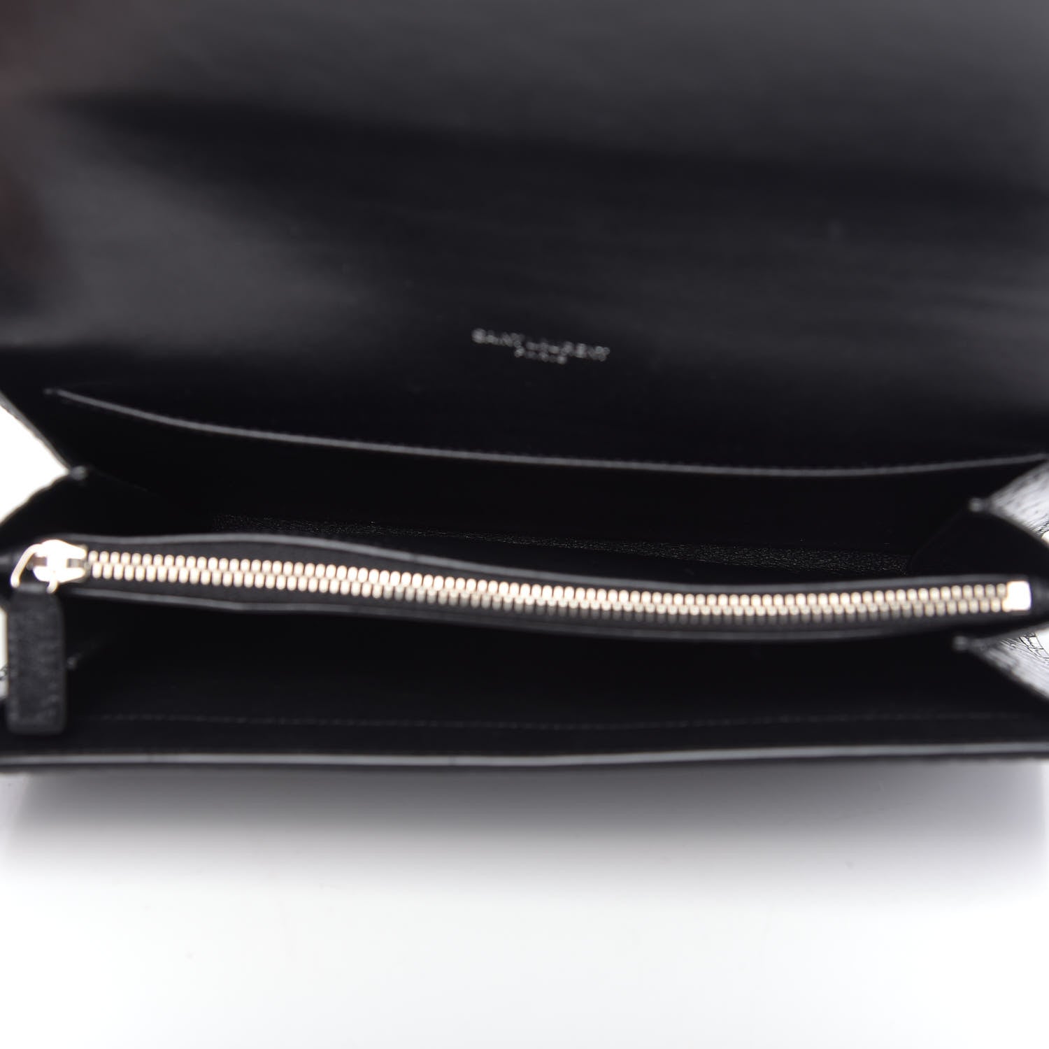 Saint Laurent Calfskin Crocodile Embossed Monogram Uptown Crossbody Black 5 of 9