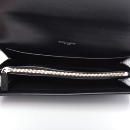 Saint Laurent Calfskin Crocodile Embossed Monogram Uptown Crossbody Black 5 of 9