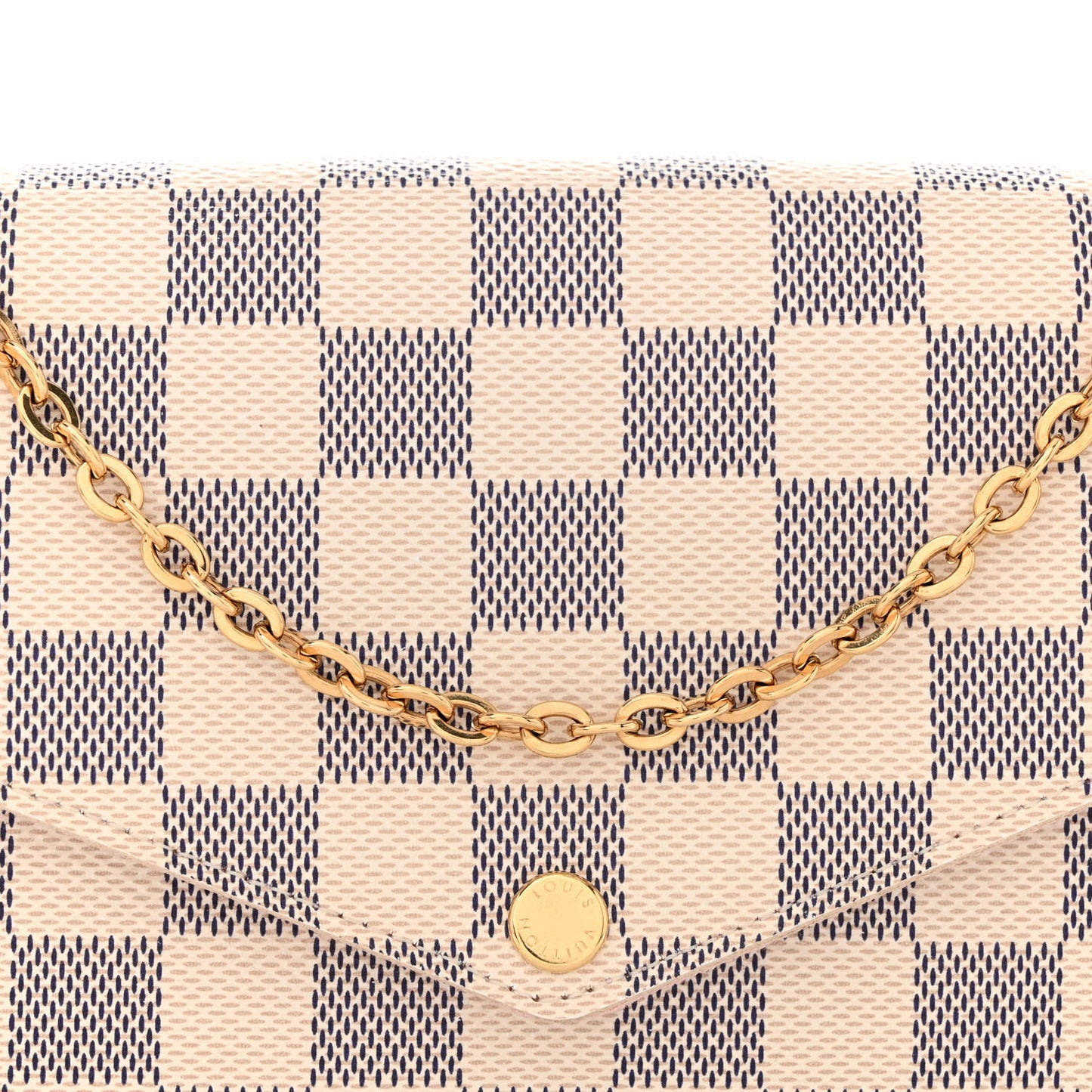 Damier Azur Pochette Felicie Chain Wallet Rose Ballerine