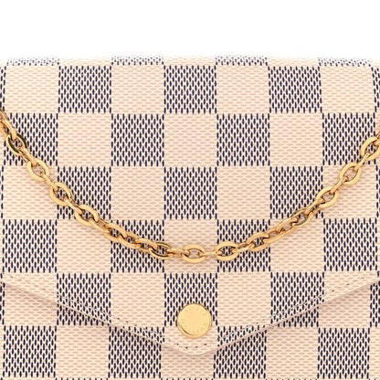 Louis Vuitton Damier Azur Pochette Felicie Chain Wallet Rose Ballerine 10 of 12