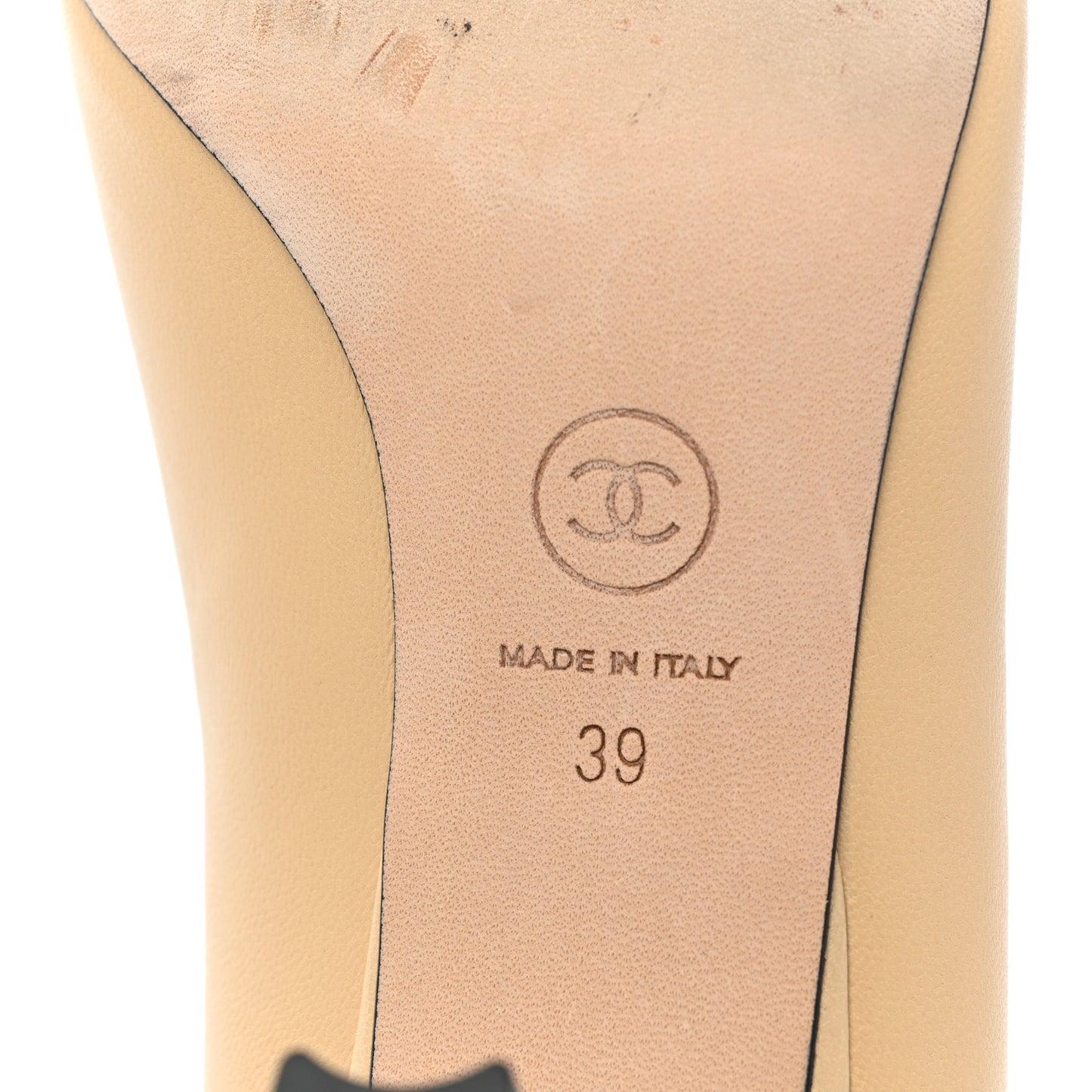 Lambskin Grosgrain Cap Toe CC Pumps 39 Beige Black