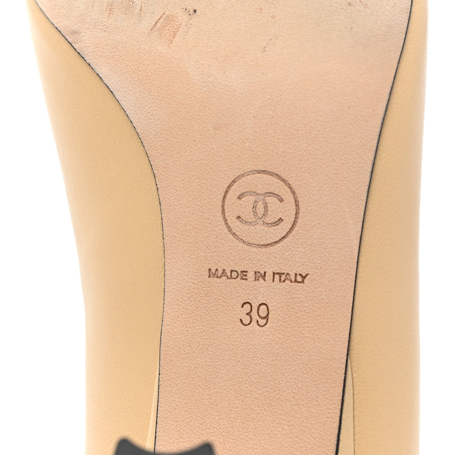 Chanel Lambskin Grosgrain Cap Toe CC Pumps 39 Beige Black 7 of 11