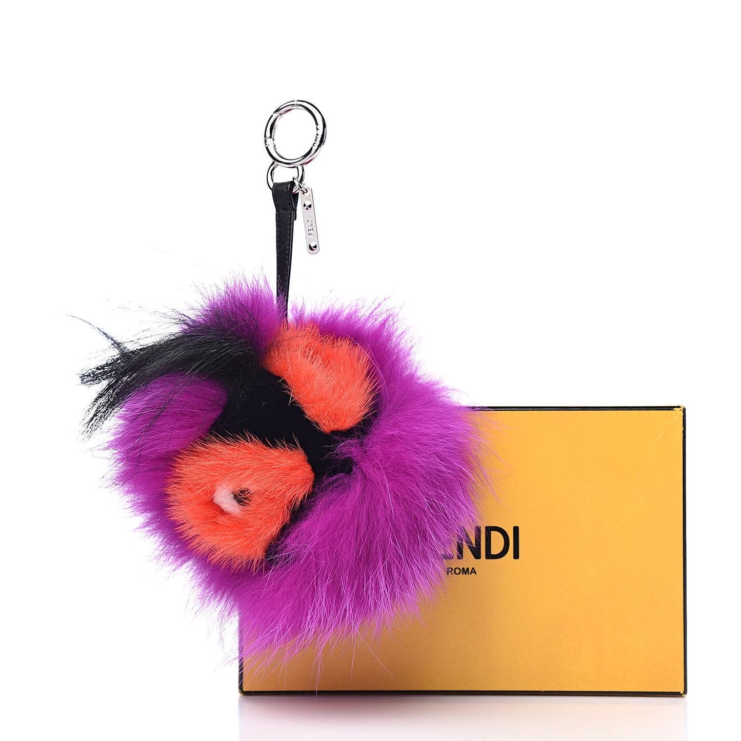 Fox Mink Goat Fur Oret Monster Bag Bug Charm Orchid Black