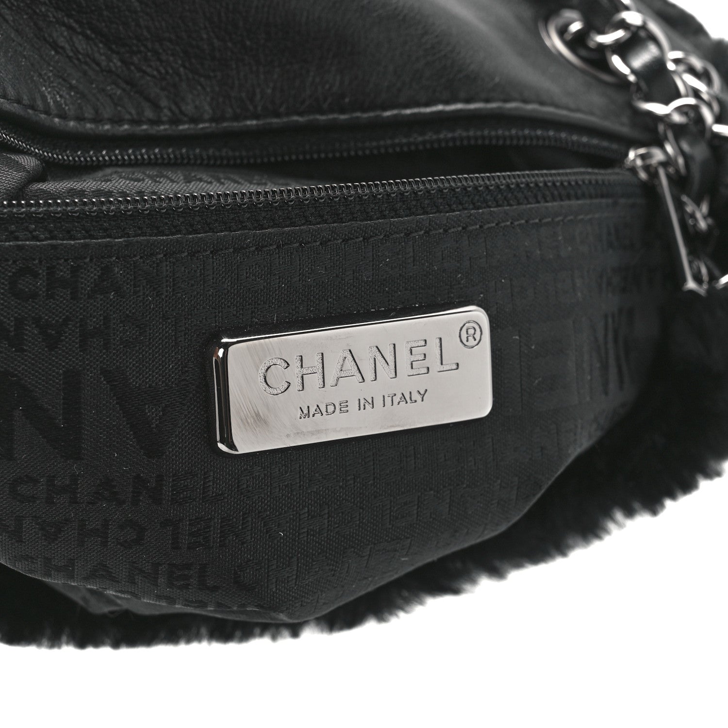 Chanel Rabbit Fur Beaded CC Flap Bag Black 6 of 12