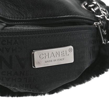 Chanel Rabbit Fur Beaded CC Flap Bag Black 6 of 12