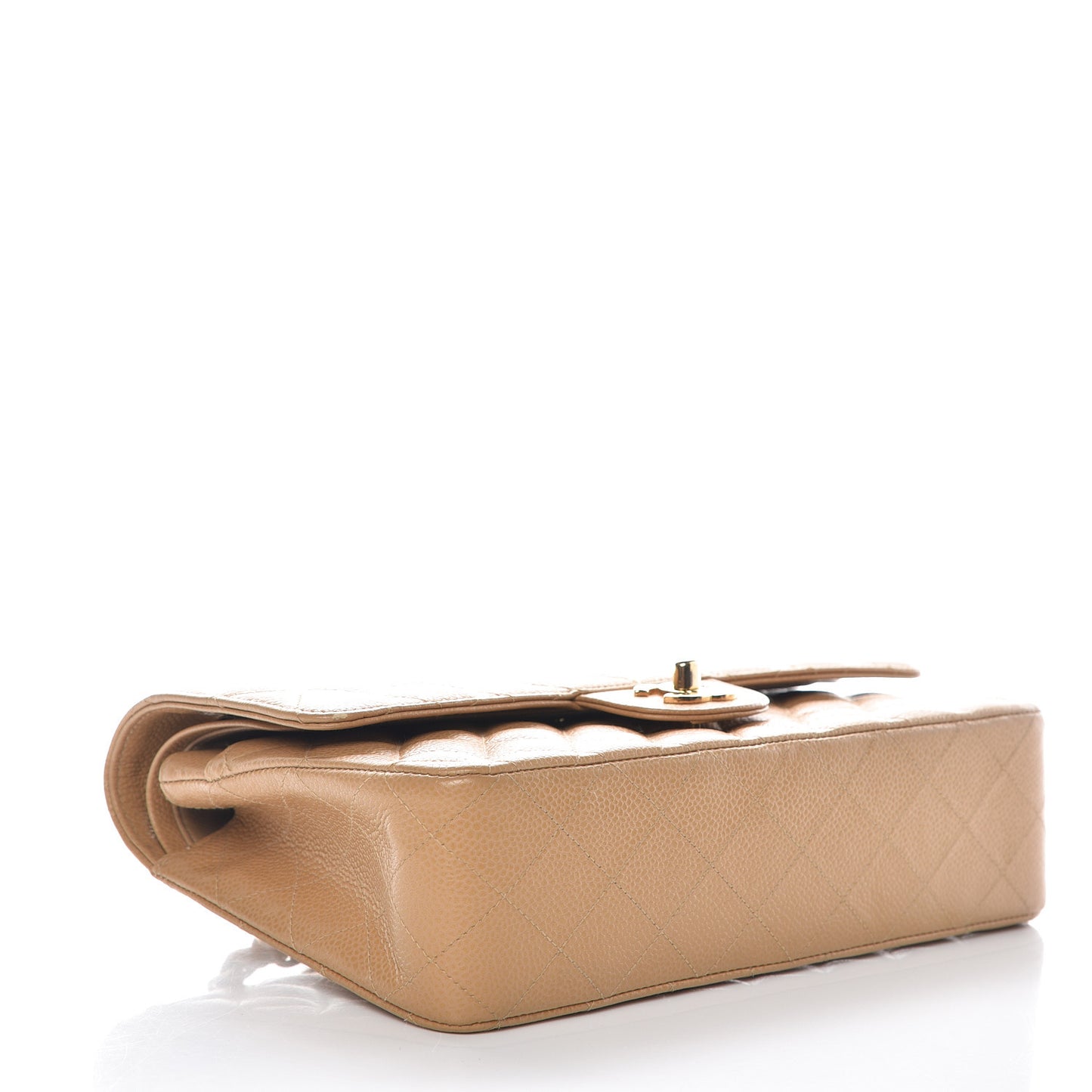 Caviar Quilted Medium Double Flap Beige Clair