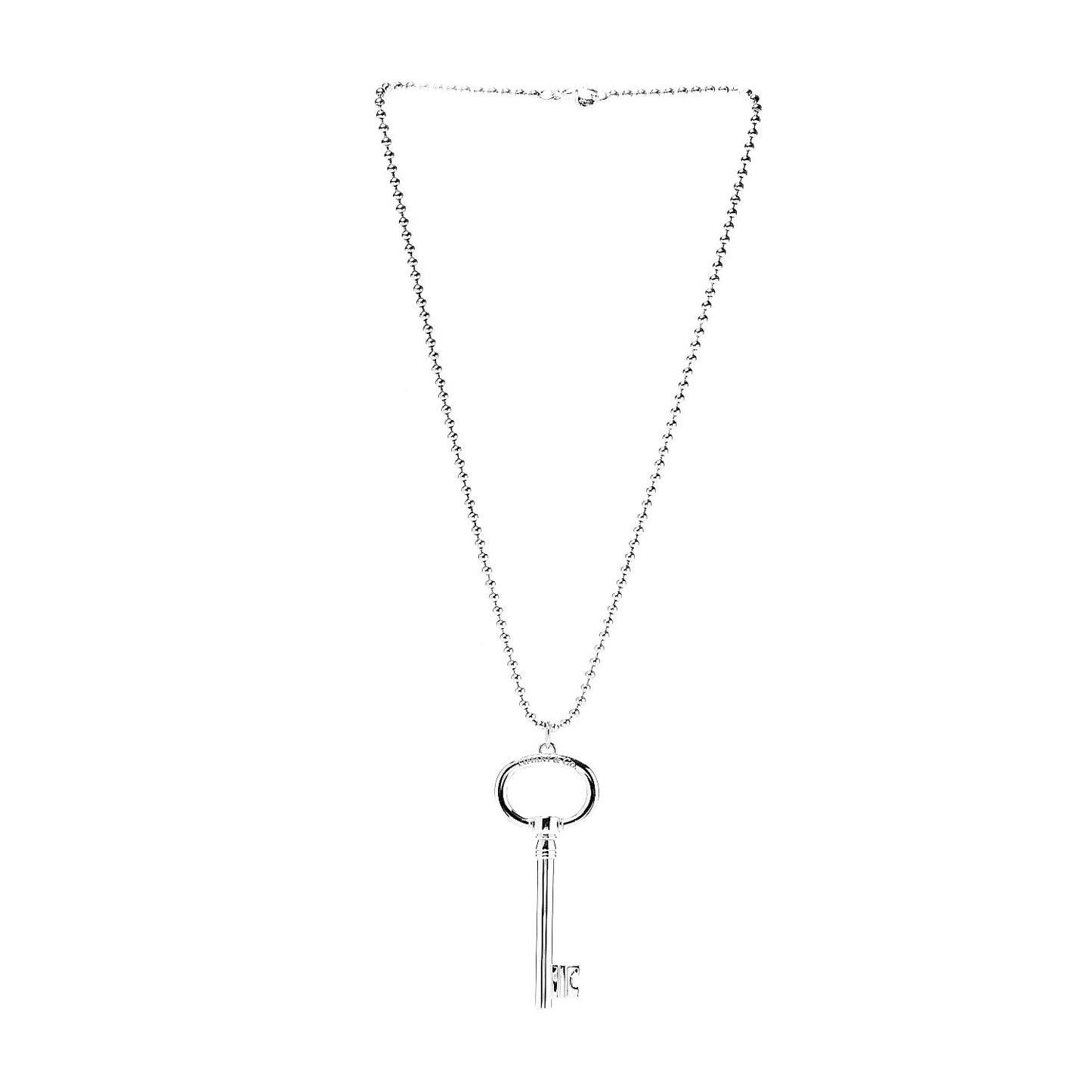 Sterling Silver Oval Key Pendant Necklace
