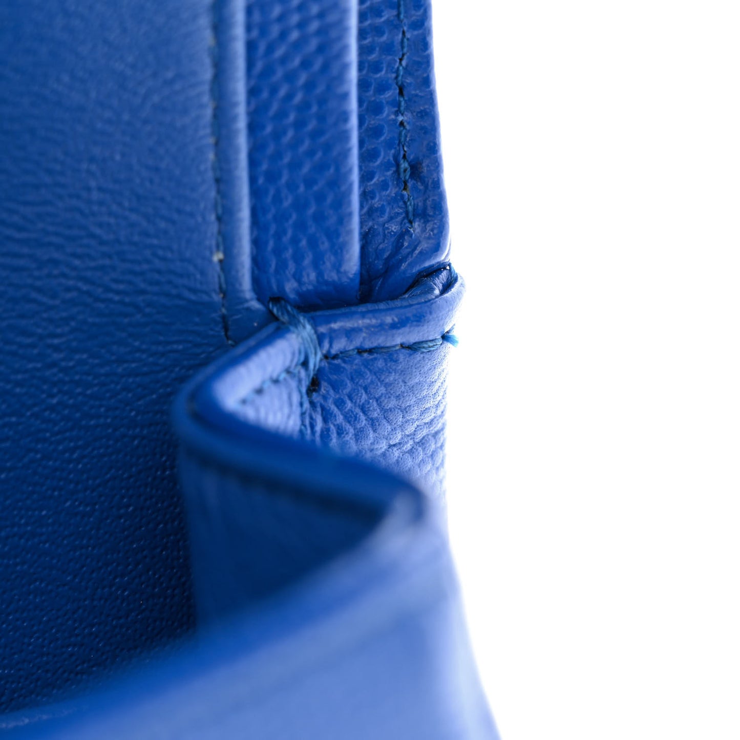 Caviar Chevron Quilted Medium Double Flap Blue