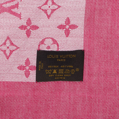 Louis Vuitton Silk Wool Monogram Denim Shawl Pivoine 5 of 5