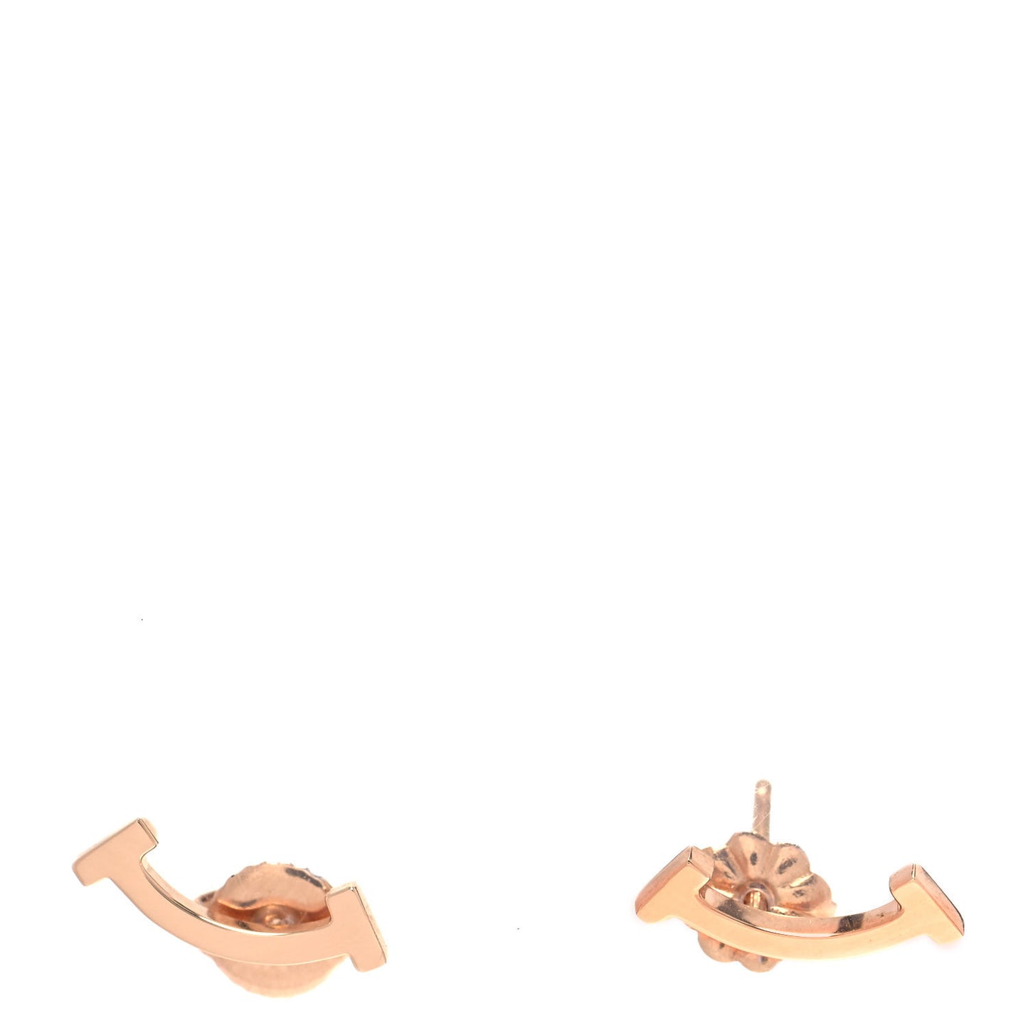 18K Rose Gold T Smile Stud Earrings