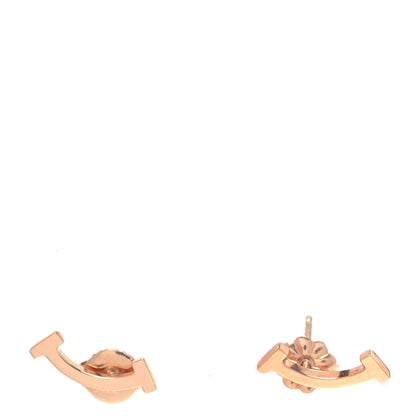 Tiffany 18K Rose Gold T Smile Stud Earrings 1 of 6