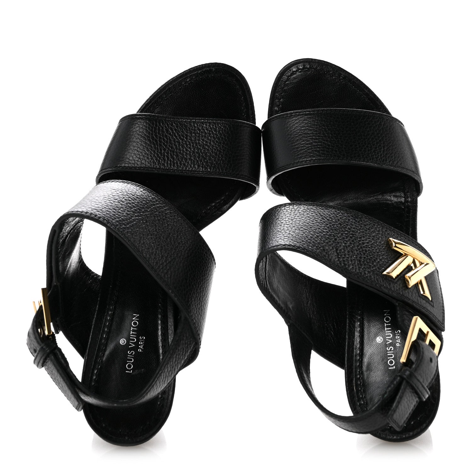 Louis Vuitton Grained Calfskin Horizon Sandals 36 Black 2 of 12