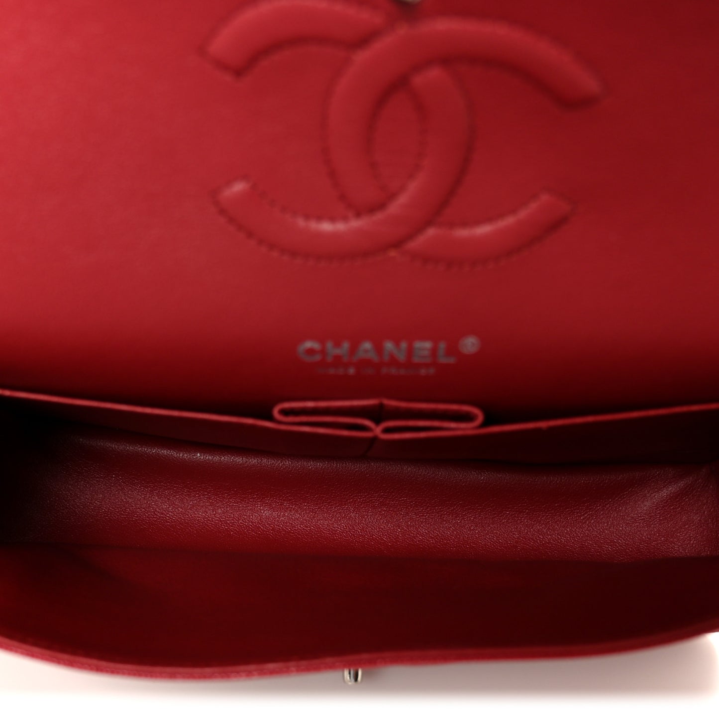 Caviar Quilted Medium Double Flap Red