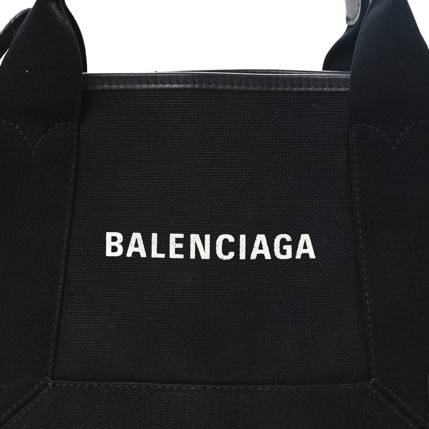 Cotton Canvas Calfskin Navy Cabas XS Black