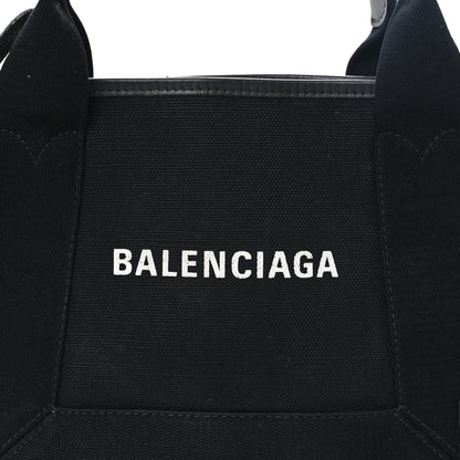 Balenciaga Cotton Canvas Calfskin Navy Cabas XS Black 9 of 12
