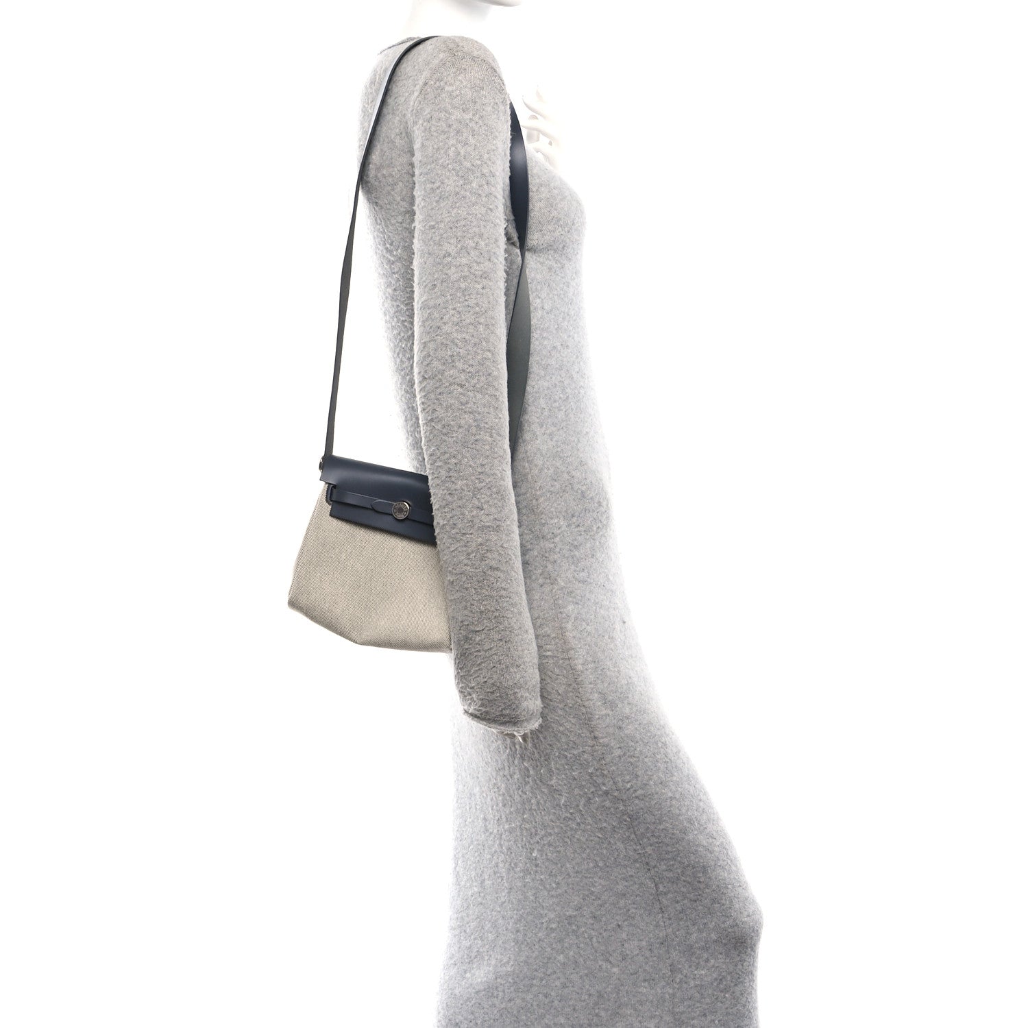 Hermes Military Toile Vache Hunter Herbag Zip Retourne 20 Ecru Ardoise 2 of 11