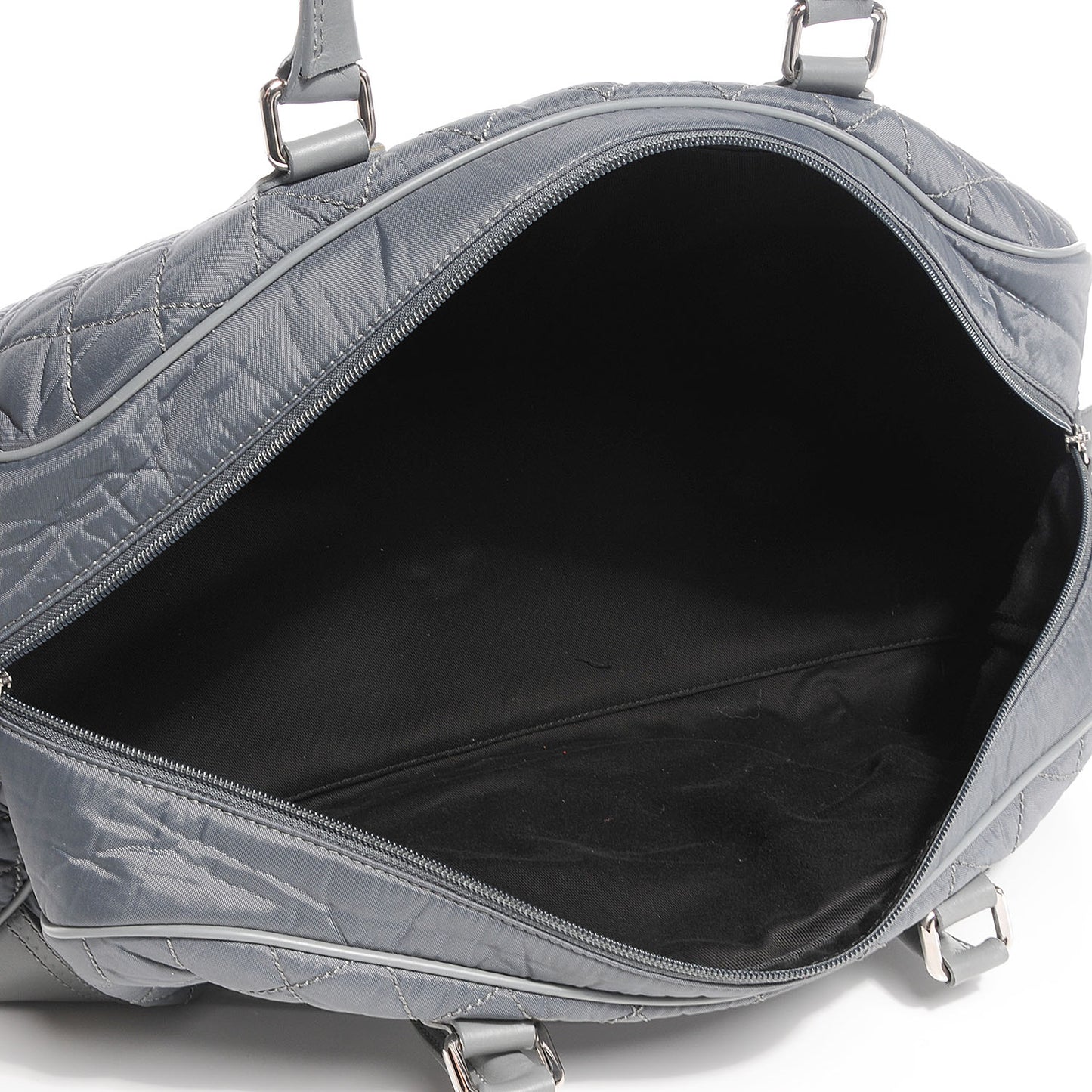 Calfskin Nylon Paris New York Duffel Bag Grey