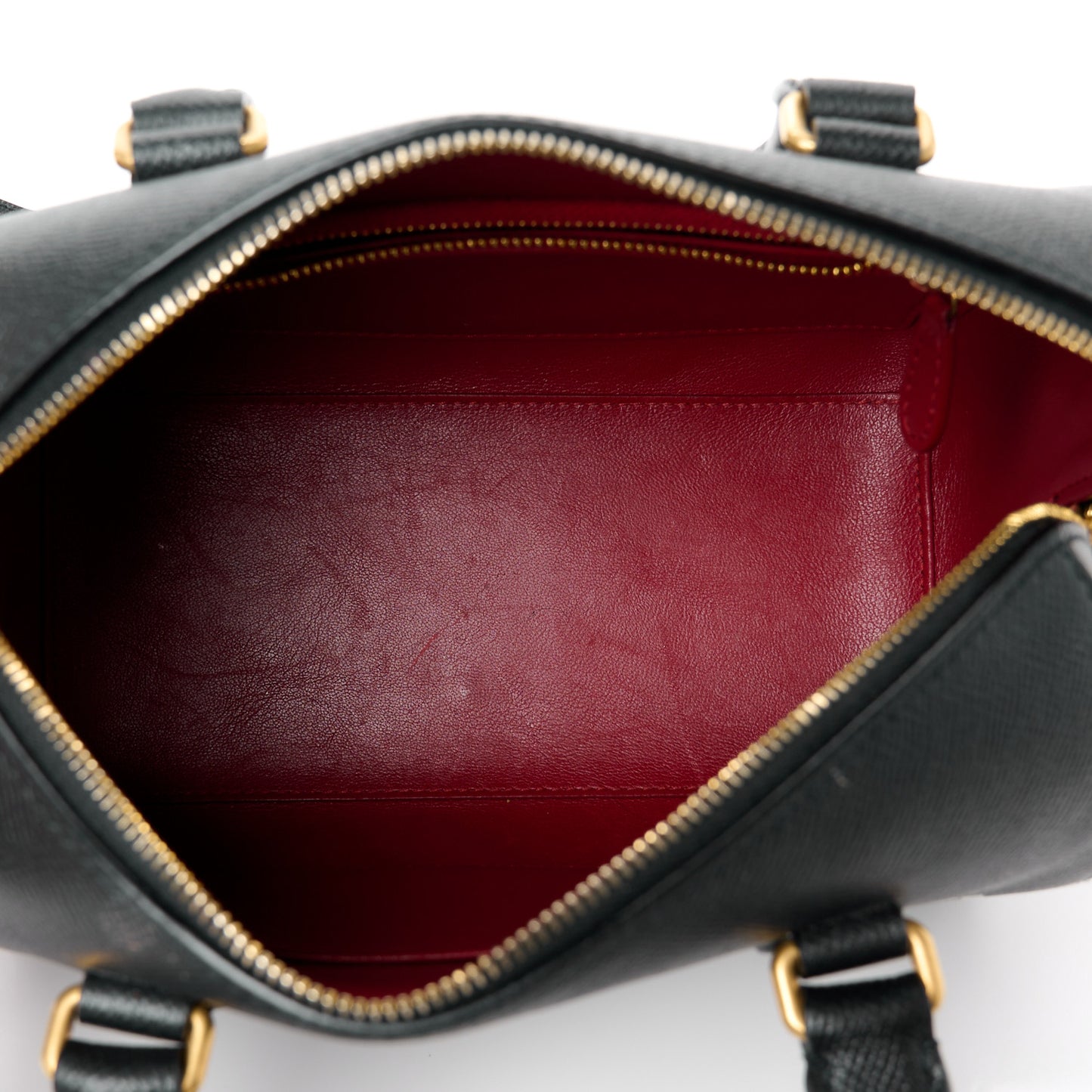 Grained Calfskin Medium Ville Bowling Bag Black