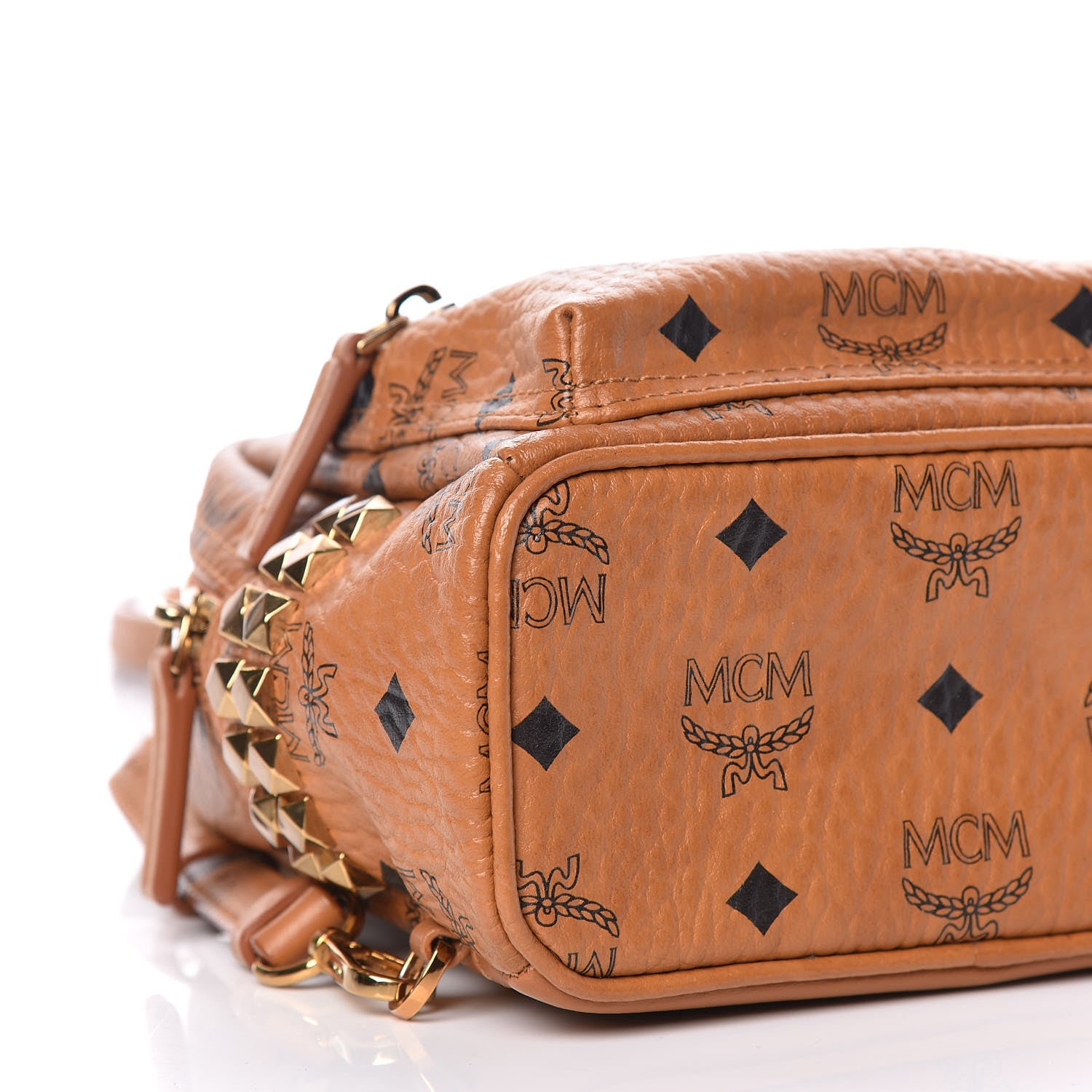 MCM Visetos Side Stud X-Mini Stark Backpack Cognac 10 of 11