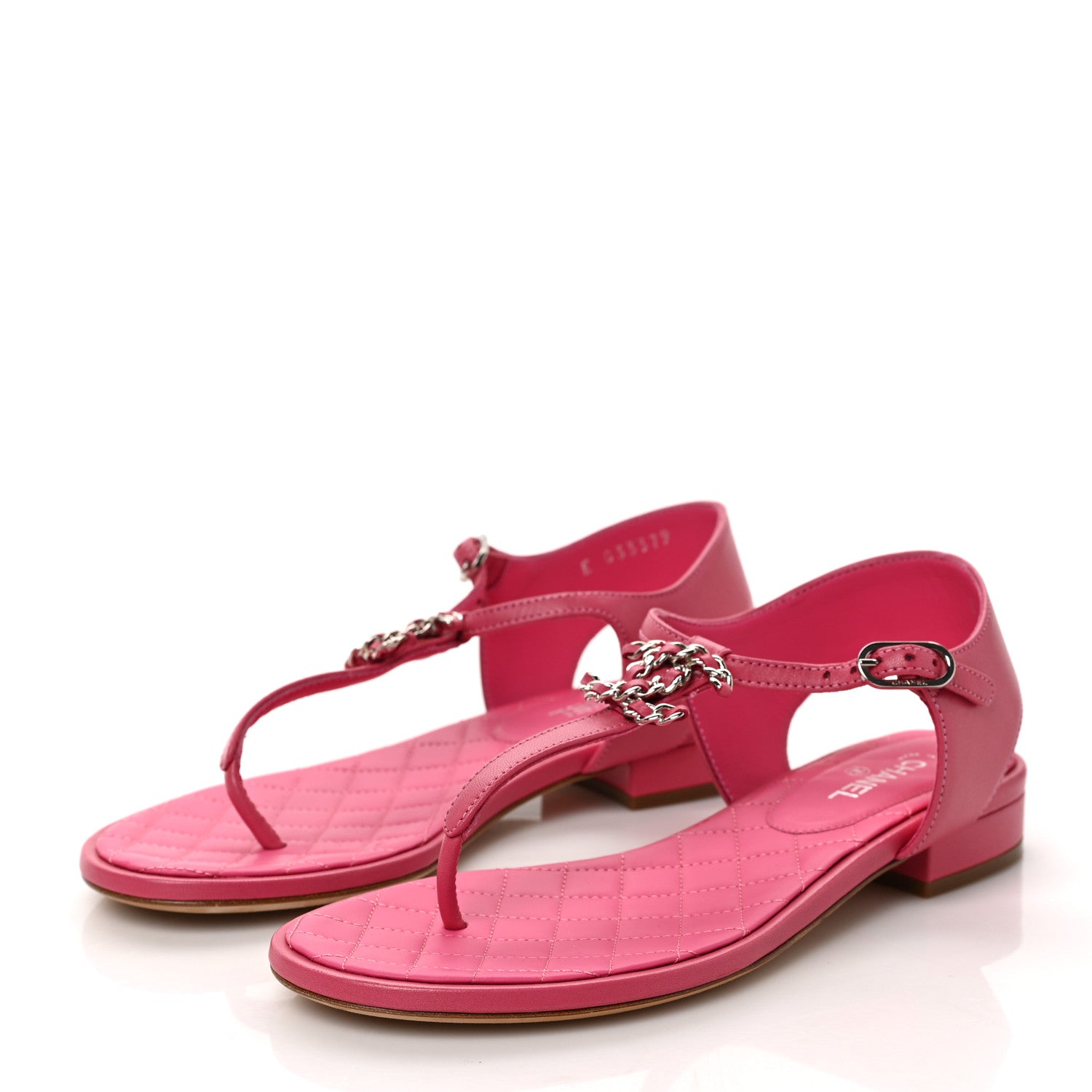Chanel Lambskin CC Logo Thong Flat Sandals 36 Pink 3 of 9