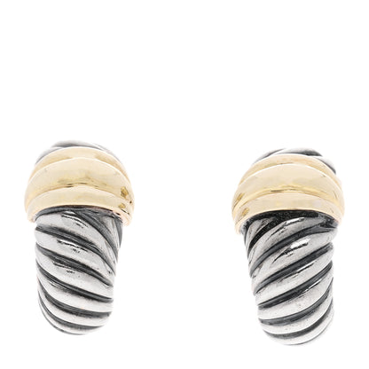 David Yurman Sterling Silver 14K Yellow Gold Thoroughbred Shrimp Earrings 1 of 4