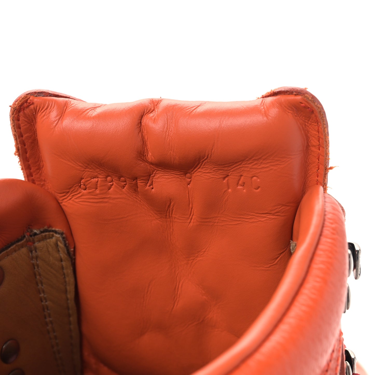 X THE NORTH FACE Monogram Textured Calfskin Mens Hiking Ankle Boots 9 Beige Ebony Deep Orange