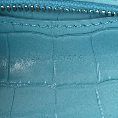 Balenciaga Calfskin Crocodile Embossed Neo Classic Silver Hardware Nano City Crossbody Azur 6 of 13