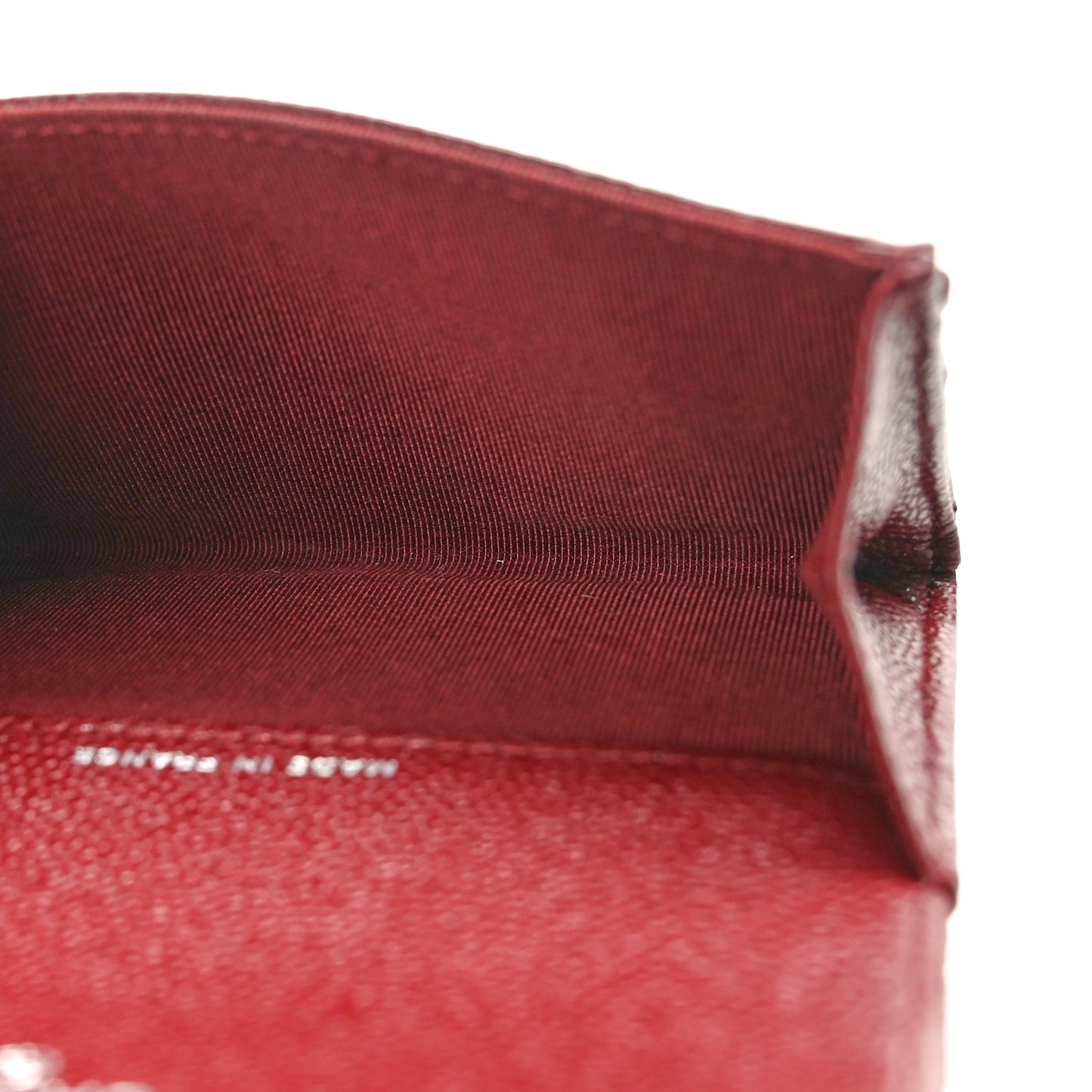 Caviar Quilted Flap Card Holder Wallet Burgundy