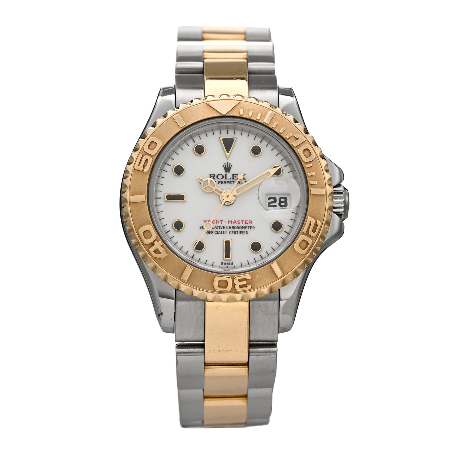 Stainless Steel 18K Yellow Gold 29mm Oyster Perpetual Date Yacht-Master Watch White 69623