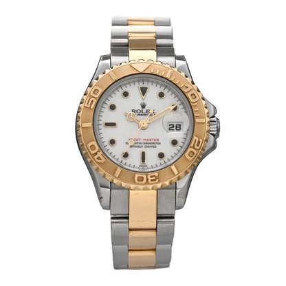 Rolex Stainless Steel 18K Yellow Gold 29mm Oyster Perpetual Date Yacht-Master Watch White 69623 1 of 4