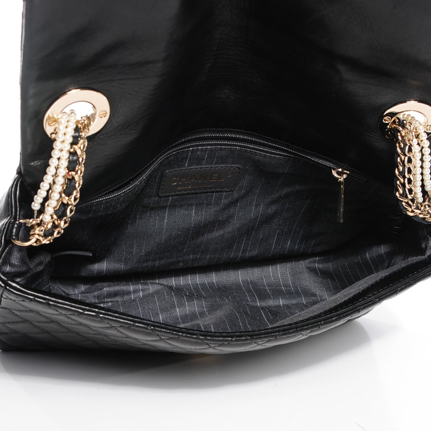 Lambskin Quilted Medium Westminster Pearl Flap Black
