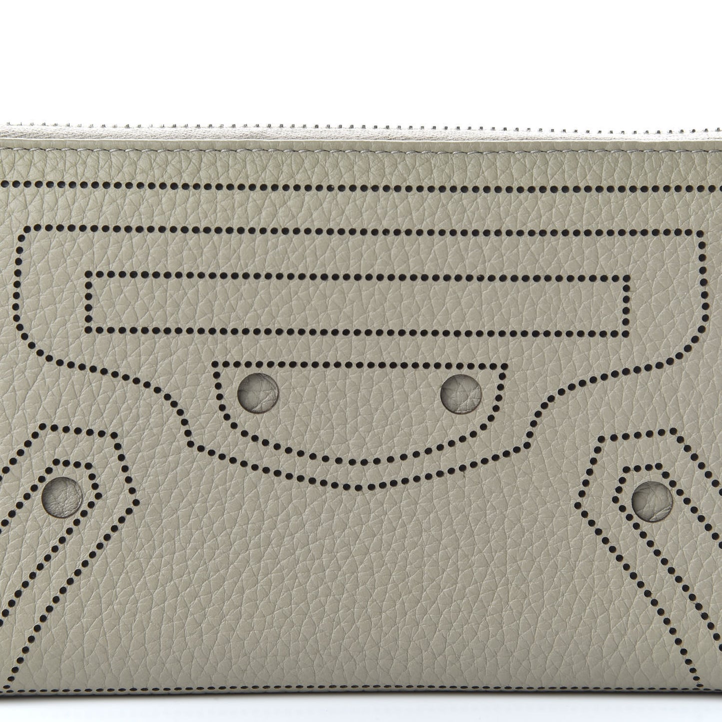 Veau Grana Perforated Blackout Hardware Continental Zip Around Wallet Gris Cendre