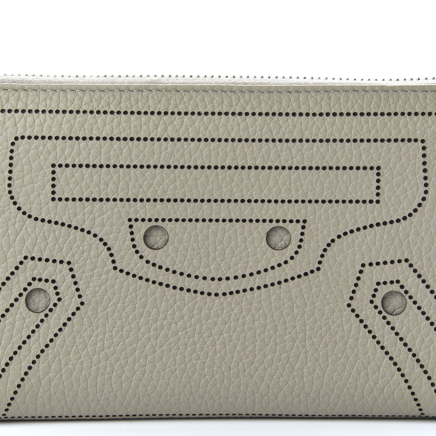 Balenciaga Veau Grana Perforated Blackout Hardware Continental Zip Around Wallet Gris Cendre 9 of 9