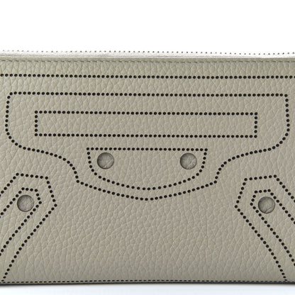 Balenciaga Veau Grana Perforated Blackout Hardware Continental Zip Around Wallet Gris Cendre 9 of 9