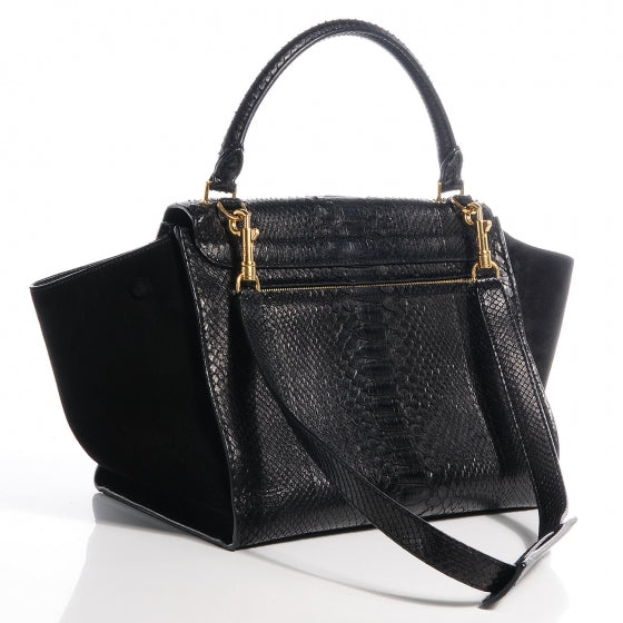 Celine Python and Suede Medium Trapeze Black 3 of 8