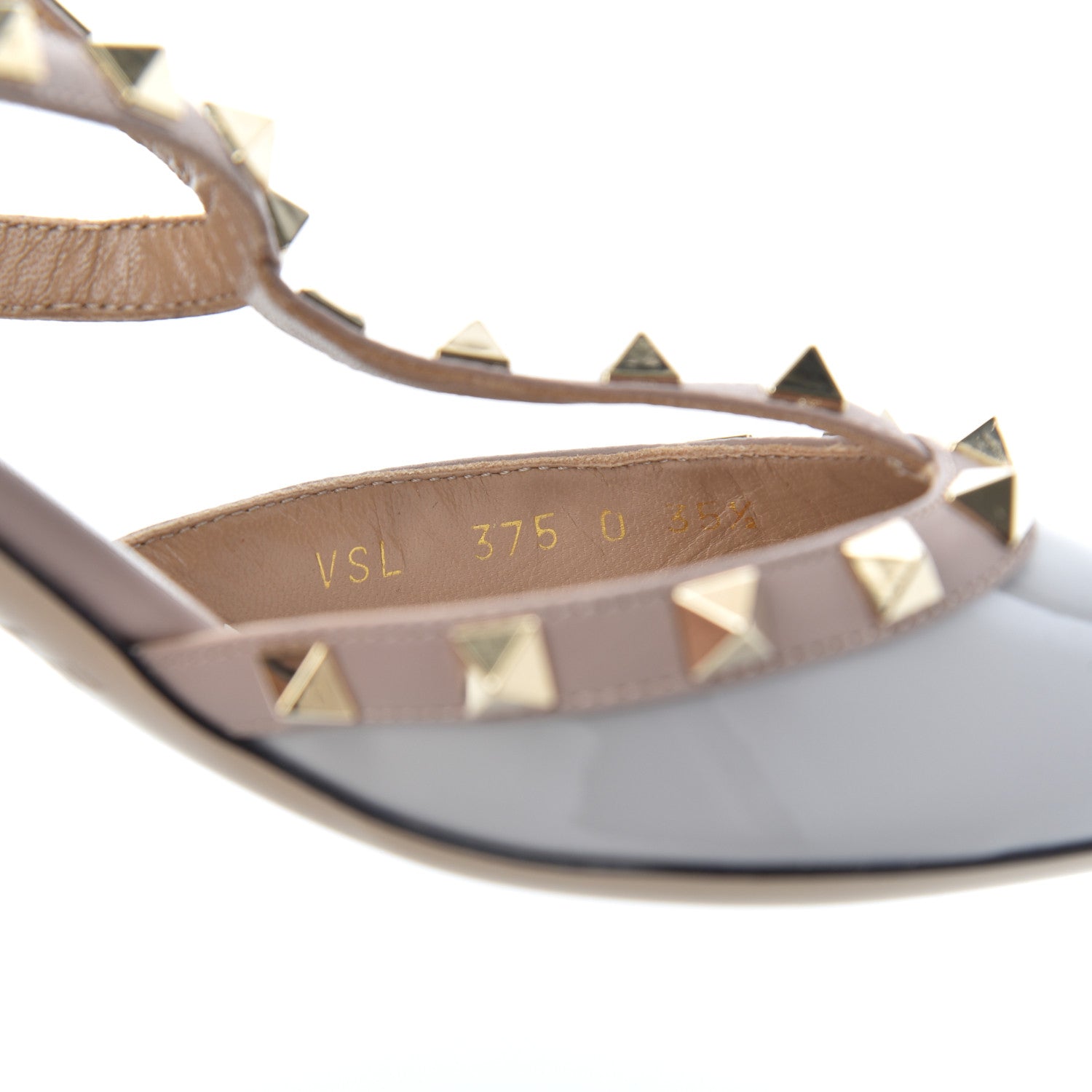 Valentino Garavani Patent Nappa Rockstud Ankle Strap 65mm Pumps 35.5 Pastel Grey Poudre 8 of 14