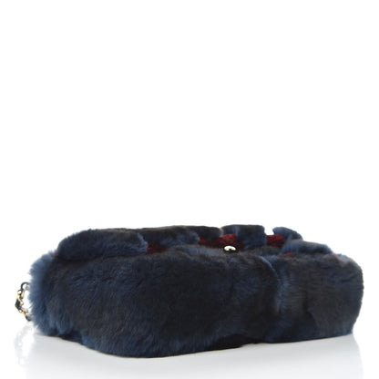Chanel Orylag Rabbit Fur Chevron Small Single Flap Burgundy Blue 4 of 9