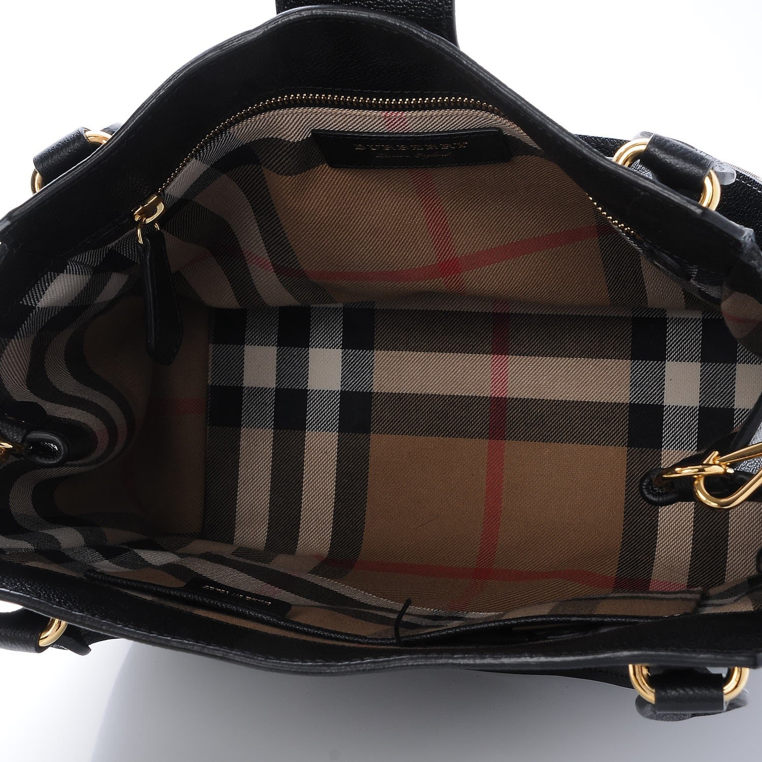Burberry Soft Grain Calfskin Medium Buckle Tote Black 7 of 10
