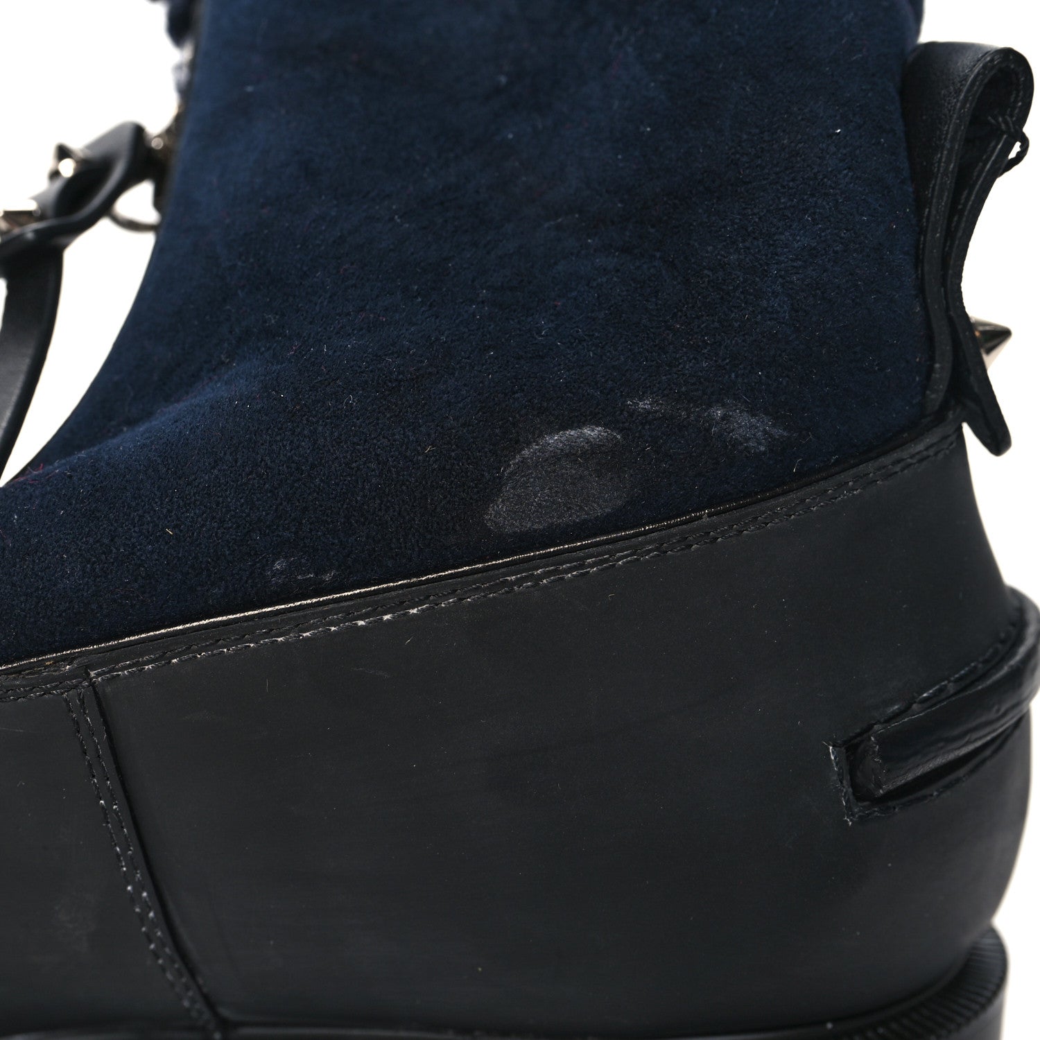 Christian Louboutin Kid Calfskin Suede Rubber Shearling Glory Duck Flat Boot 37 Black 9 of 9