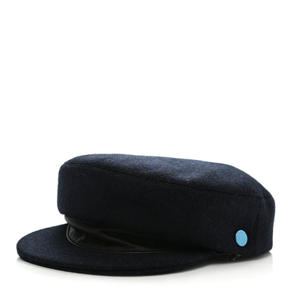 Hermes Broadcloth Newton Calfskin Dani Cap 58 Marine Black 1 of 9