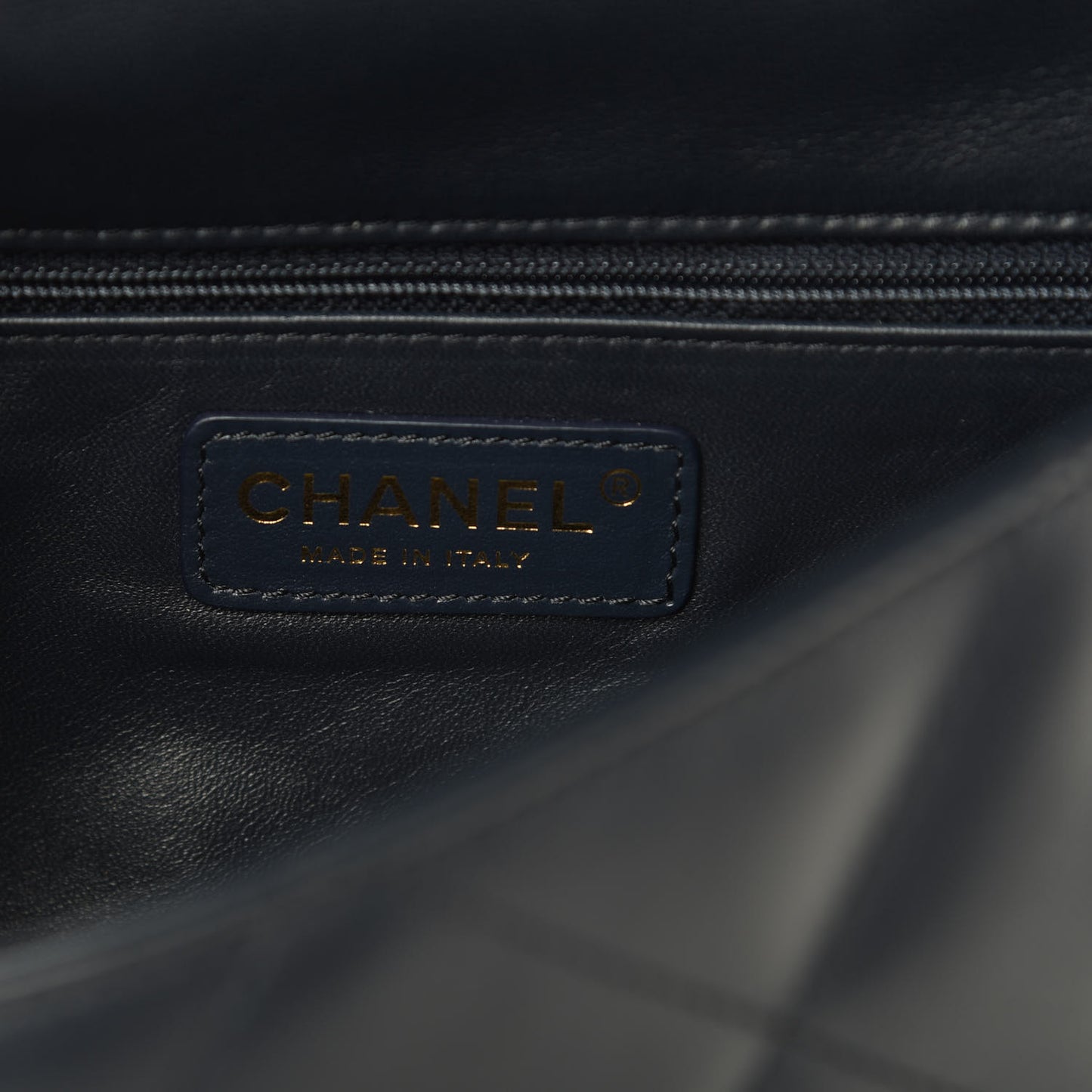 Lambskin Quilted Small Easy Carry Flap Navy