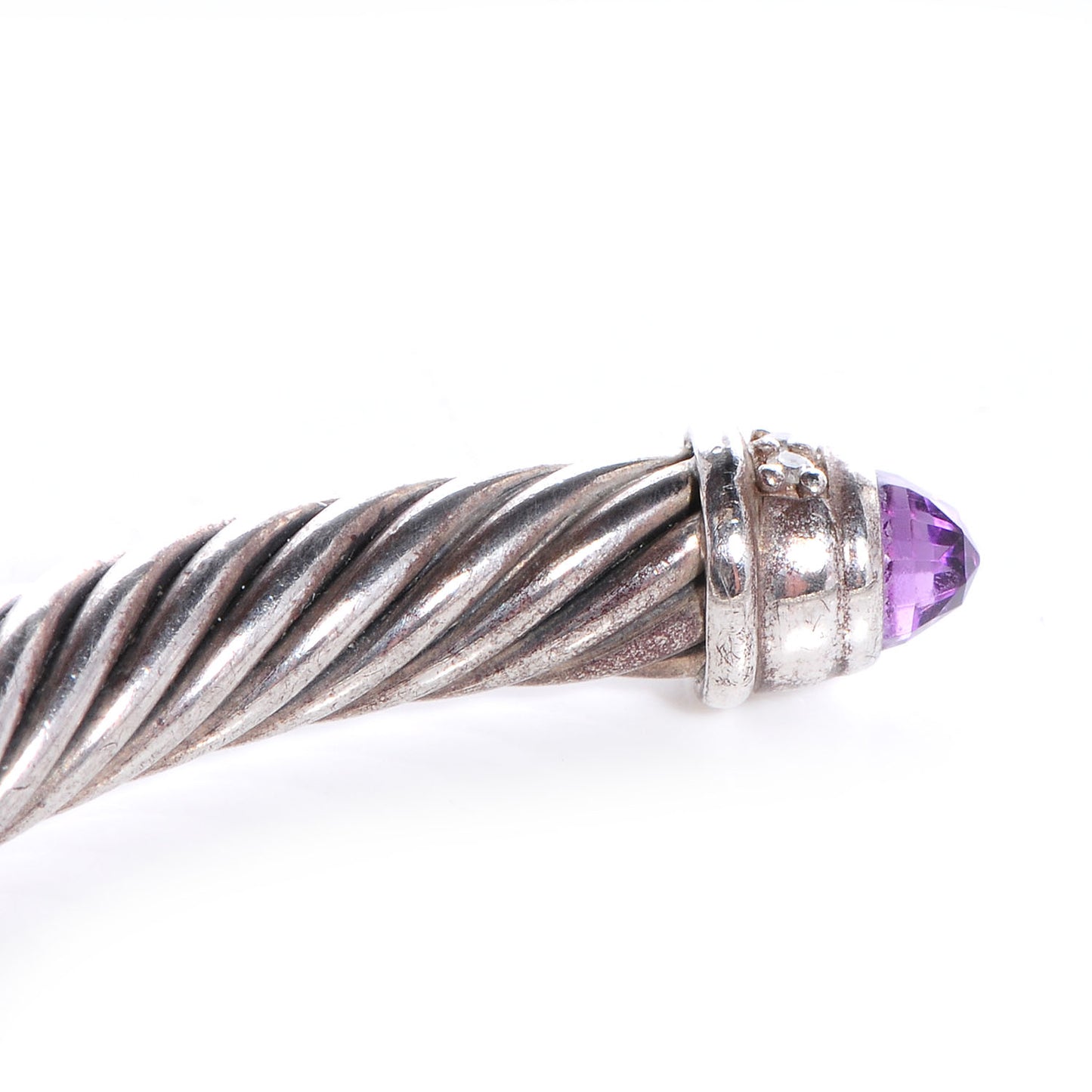 Sterling Silver Diamond Amethyst 5mm Cable Classics Bracelet