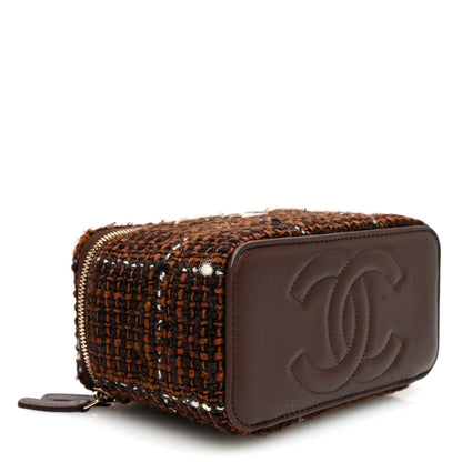 Chanel Tweed Small Top Handle Vanity Case With Chain Brown Multicolor 4 of 11