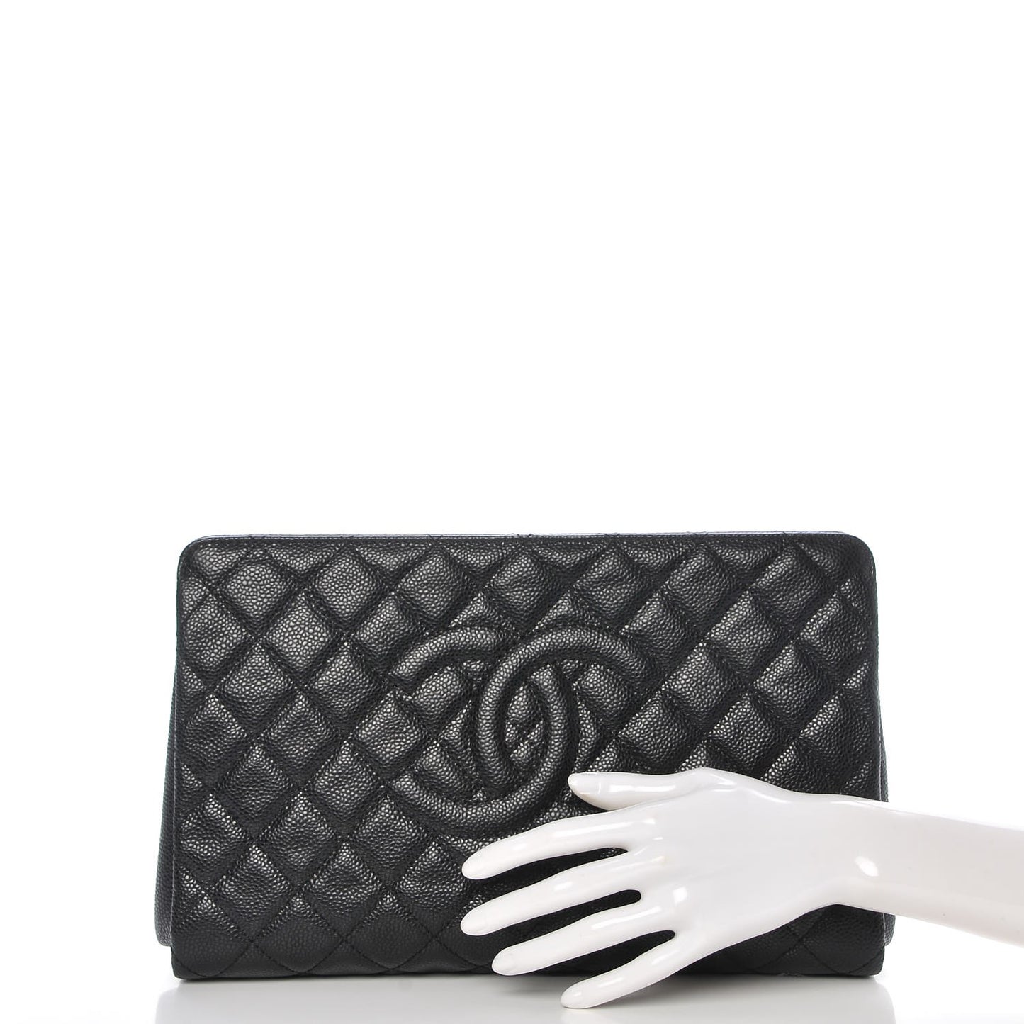 Caviar Quilted CC Large Clutch Black