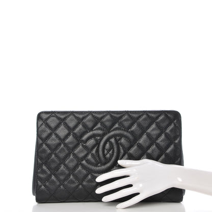 Chanel Caviar Quilted CC Large Clutch Black 2 of 9