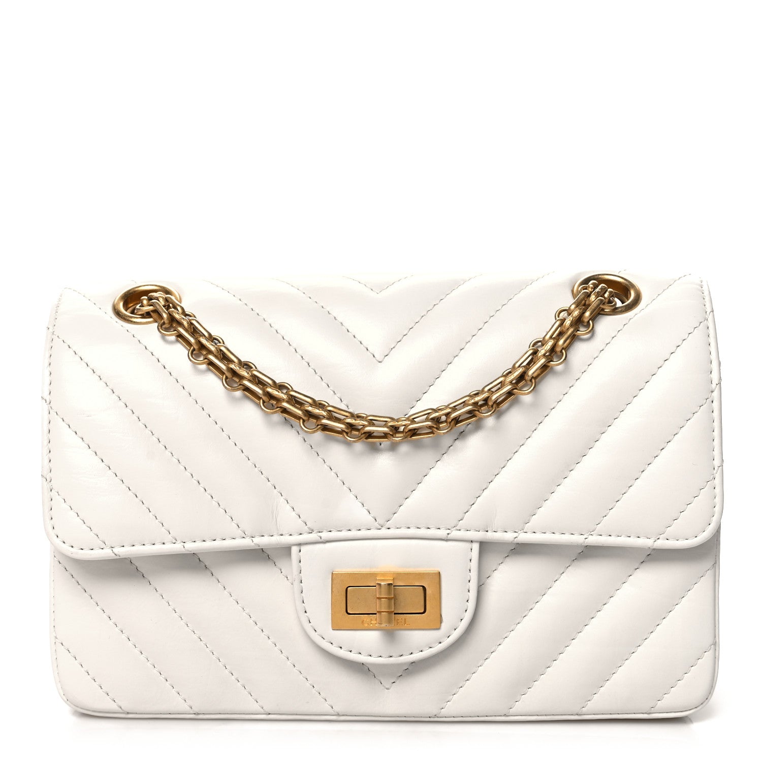 Chanel Aged Calfskin Chevron Quilted 2.55 Reissue Mini Flap White 1 of 10