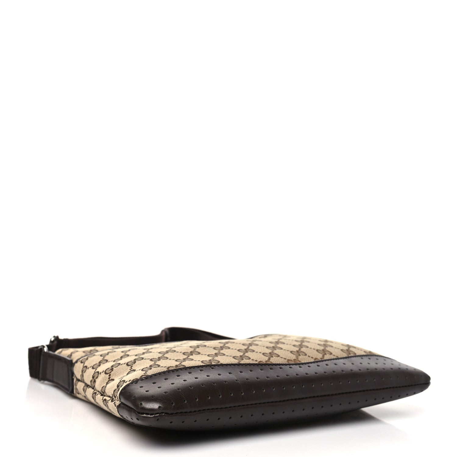Gucci Monogram Calfskin Perforated Medium Flat Messenger Bag Dark Brown 4 of 10