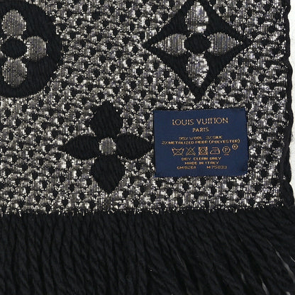 Louis Vuitton Wool Silk Logomania Shine Scarf Black 3 of 3