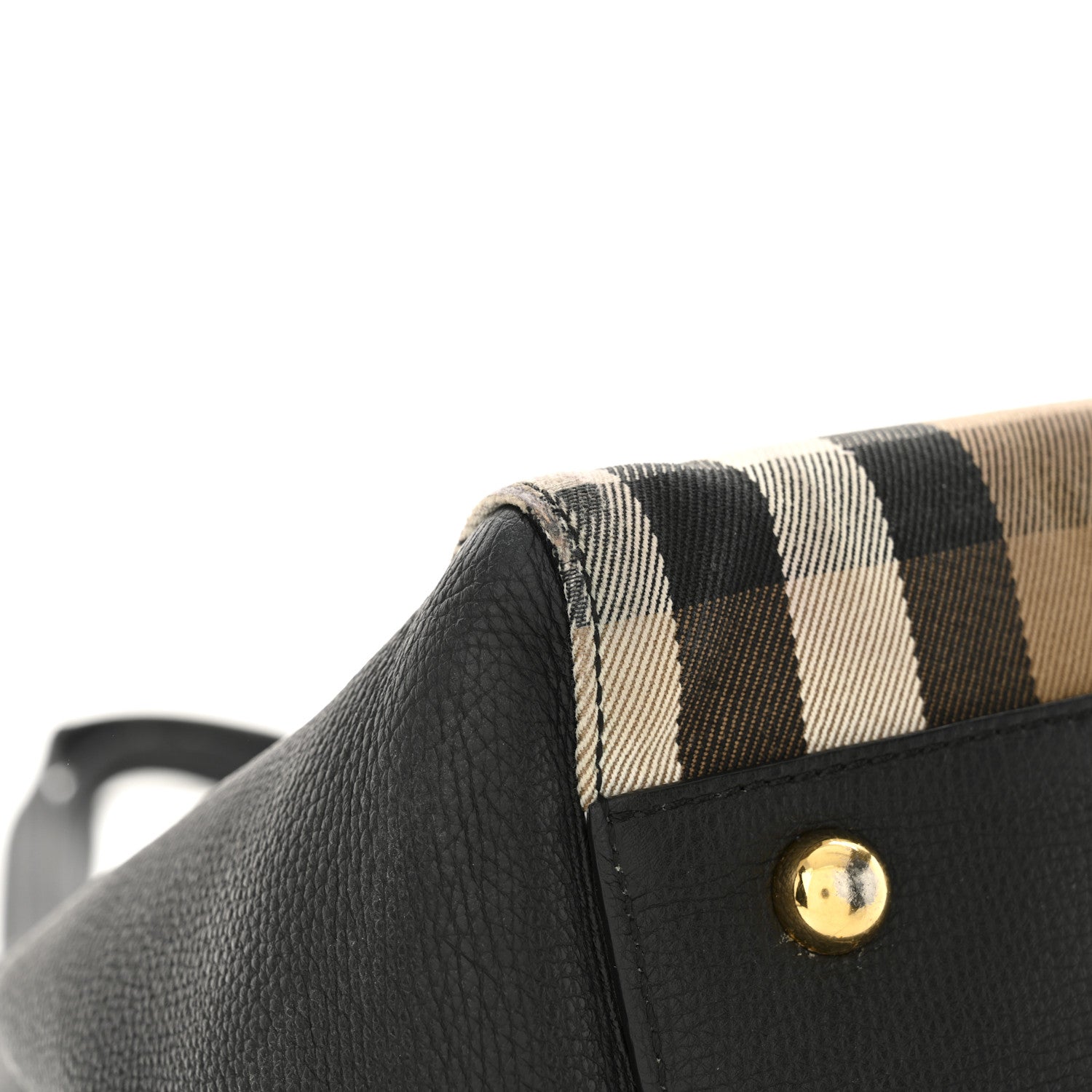 Burberry Grainy Calfskin House Check Small Canterbury Tote Black